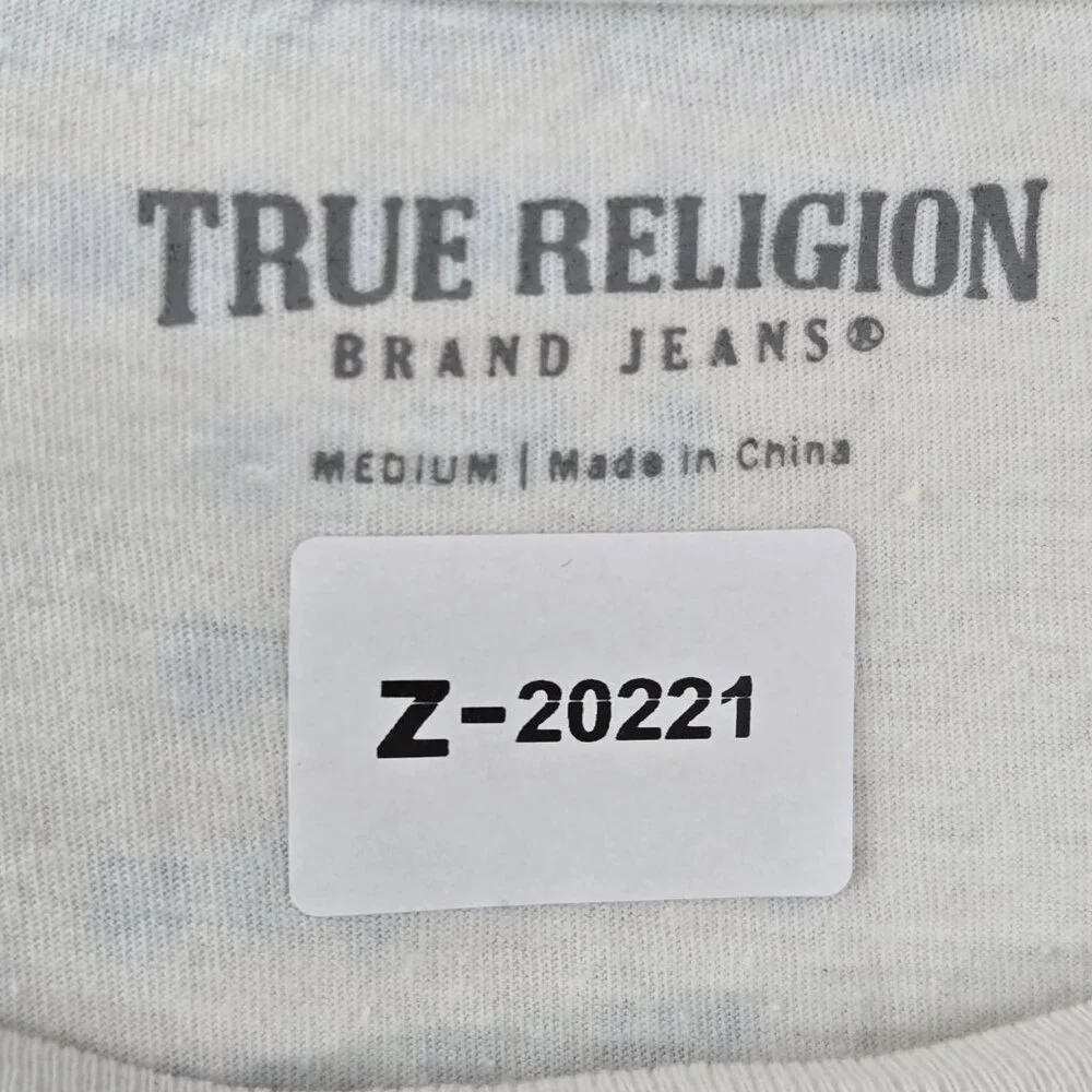 True Religion Men Shirt M White Graphic Skull Tour Short Sleeve Logo‎ Cotton Tee